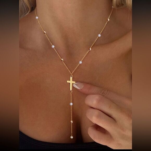 Y shape cross necklace A1189 - Picture 2 of 7